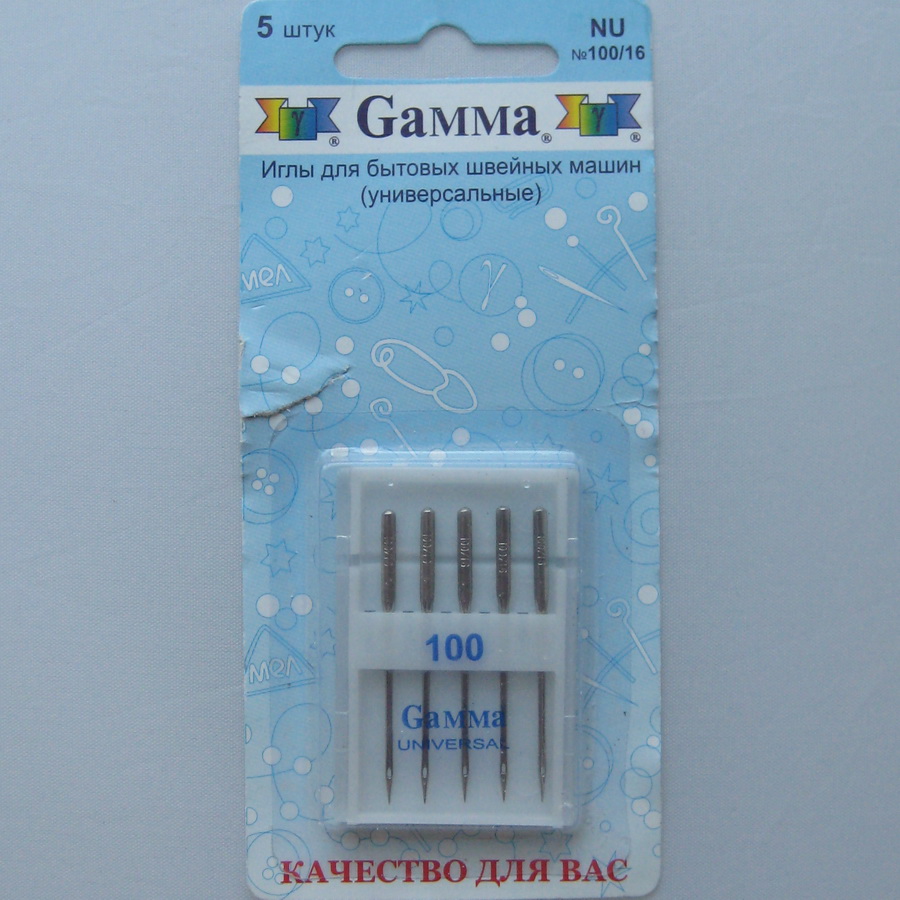 Иглы для бытовой швейной машины универсальная №100 (5 шт)