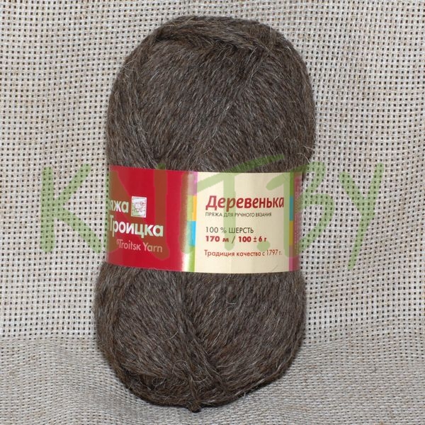 Пряжа Деревенька натуральный темный