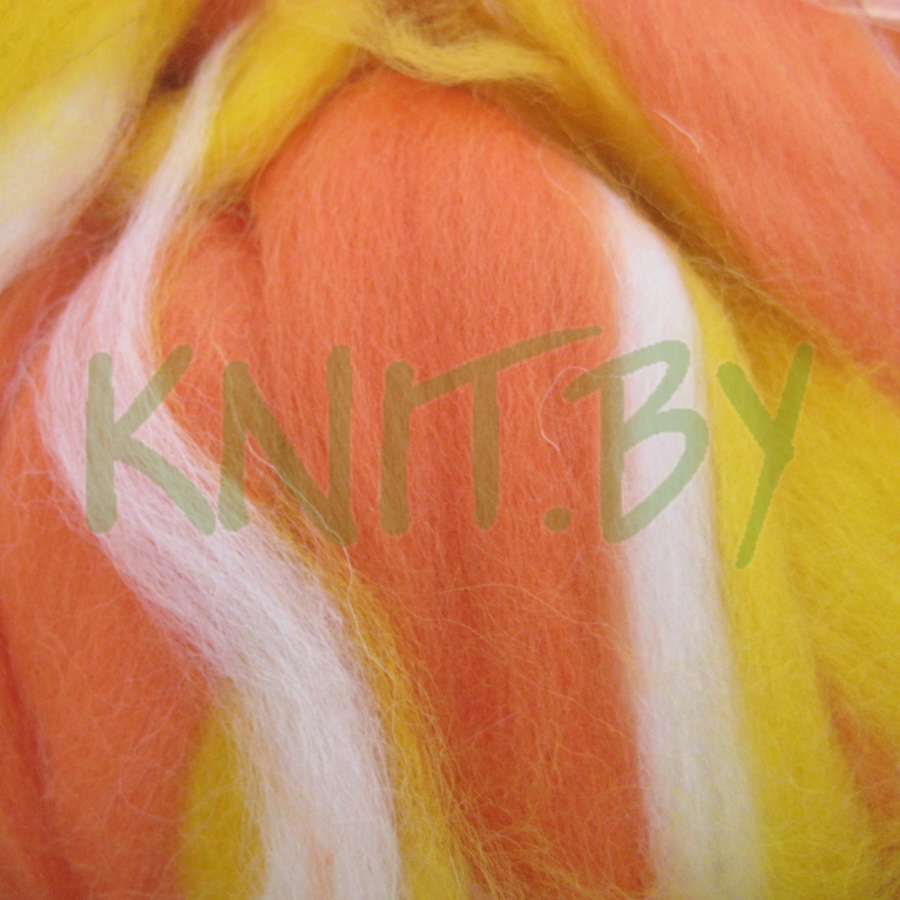 Шерсть полутонкая мультиколор желто-персиковые оттенки