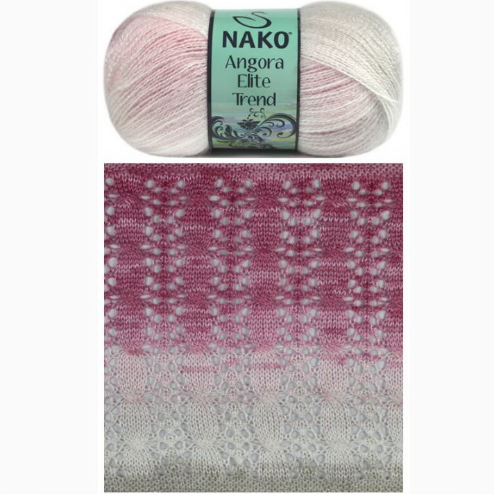 Пряжа Angora Elite Trend бело-розовые оттенки