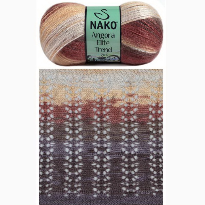 Пряжа Angora Elite Trend бело-оранжевые оттенки