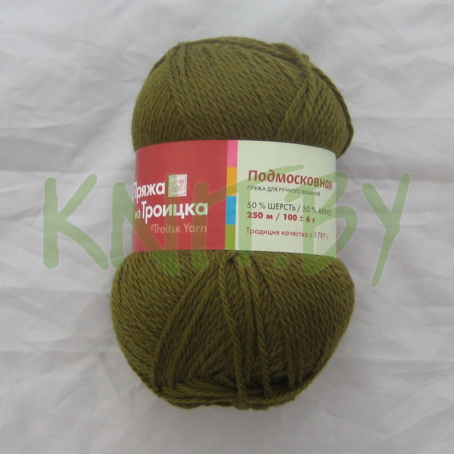 Пряжа Подмосковная оливковая зелень
