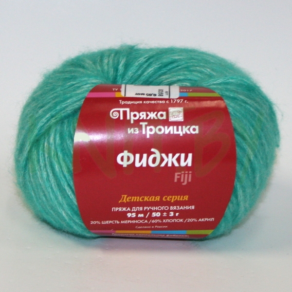 Пряжа Фиджи меланж зеленая бирюза