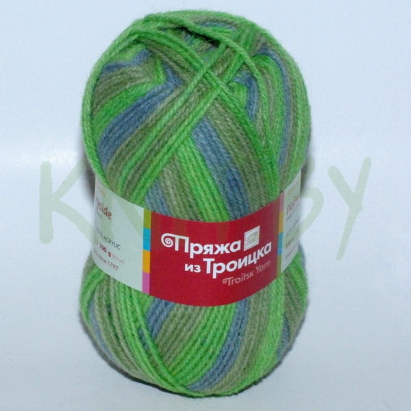 Пряжа Подмосковная принт сине-зеленый