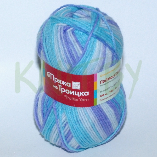 Пряжа Подмосковная принт фиолетово-голубой
