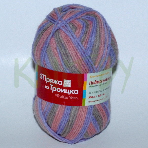 Пряжа Подмосковная принт розово-фиолетовый