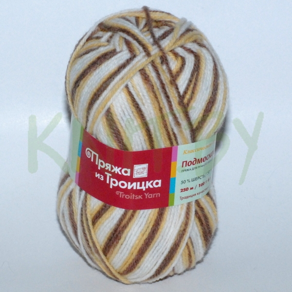 Пряжа Подмосковная секционный бело-коричневый