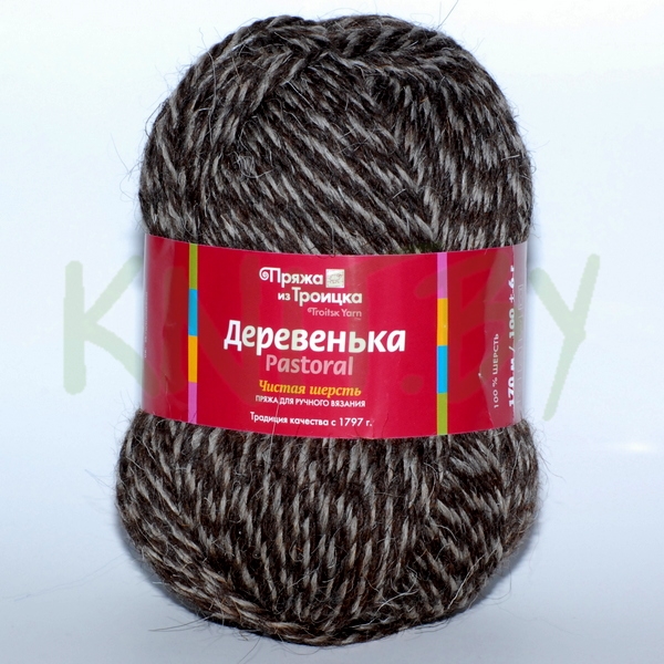 Пряжа Деревенька мулине коричневый, натуральный