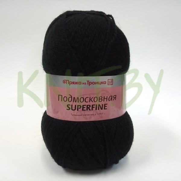 Пряжа Подмосковная SUPERFINE черный