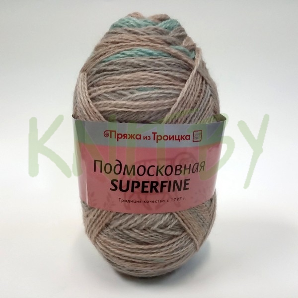 Пряжа Подмосковная SUPERFINE принт голубой-розовый