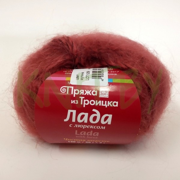 Пряжа Лада  с люрексом мулине гранат/красный