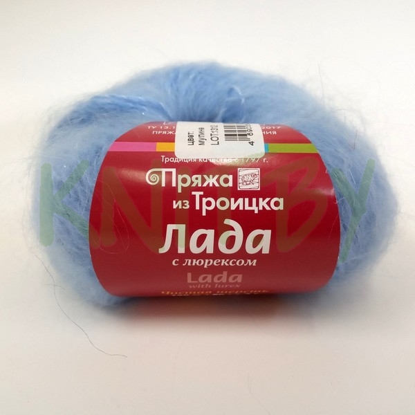 Пряжа Лада  с люрексом мулине возд.голубой/серебро