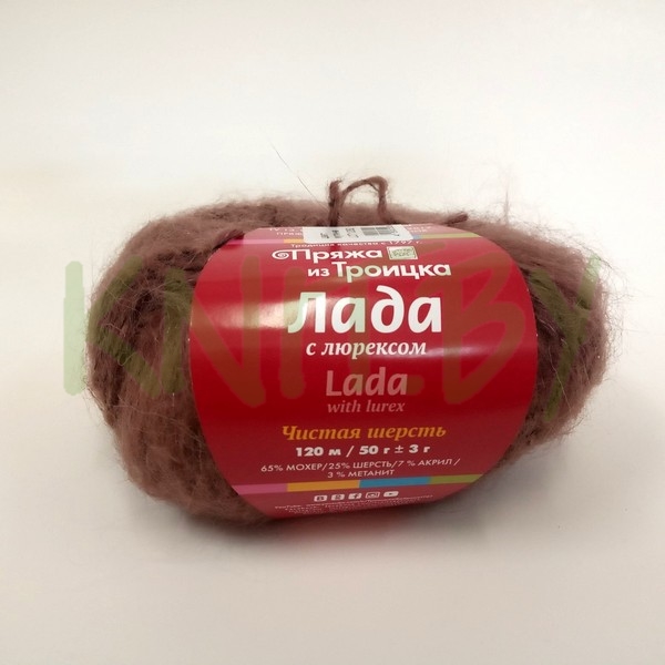Пряжа Лада  с люрексом мулине мол.шоколад/сирень