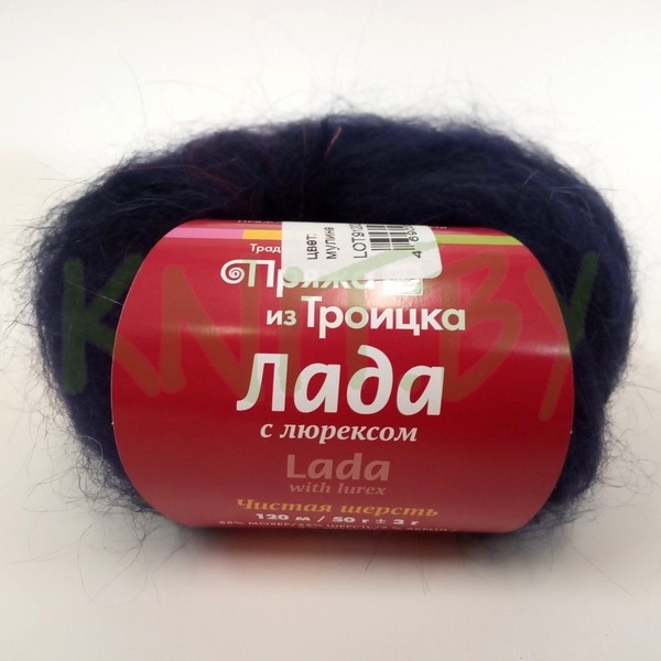 Пряжа Лада  с люрексом мулине тем.синий/сине-красный