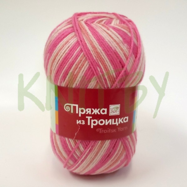 Пряжа Водопад  принт розовый-белый