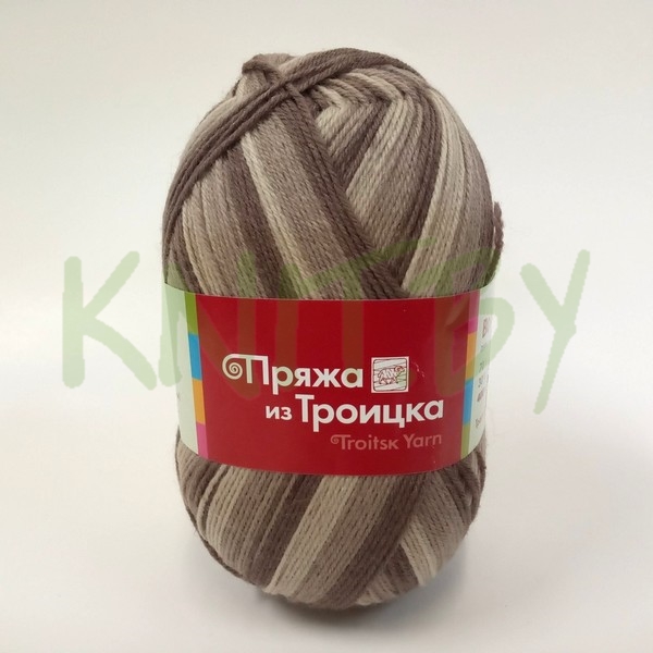 Пряжа Водопад  принт молочный-коричневый