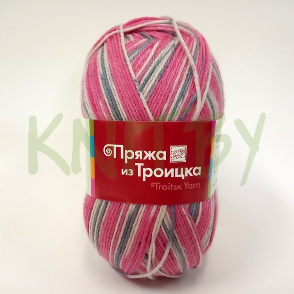 Пряжа Водопад  принт розовый-белый-серый