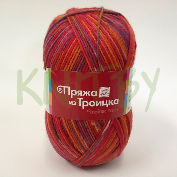 Пряжа Водопад  принт красный-оранжевый