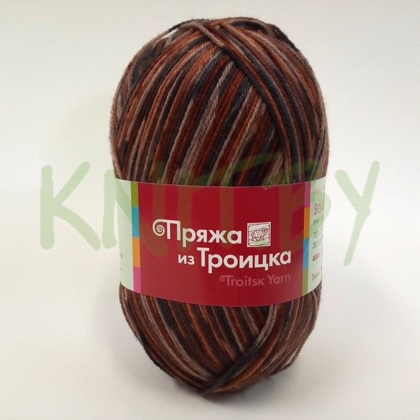 Пряжа Водопад  принт оранжевый-т.серый