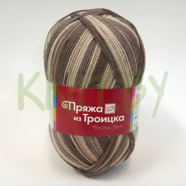 Пряжа Водопад  принт бежевый-коричневый