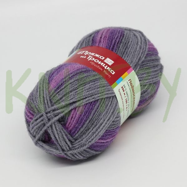Пряжа Подмосковная принт серо-фиолетовый