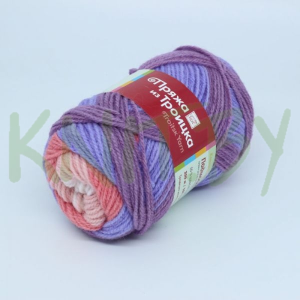 Пряжа Подмосковная принт розовый-голубой-фиолетовый