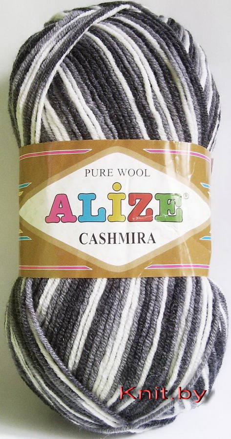 Пряжа Cashmira меланж черно-белый